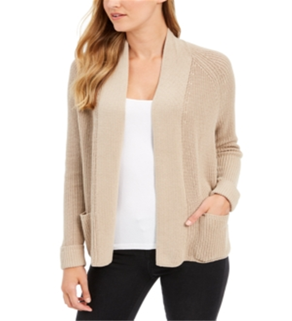 Cardigan feminino Charter Club com frente aberta, vintage, marrom-rosa, tamanho XS