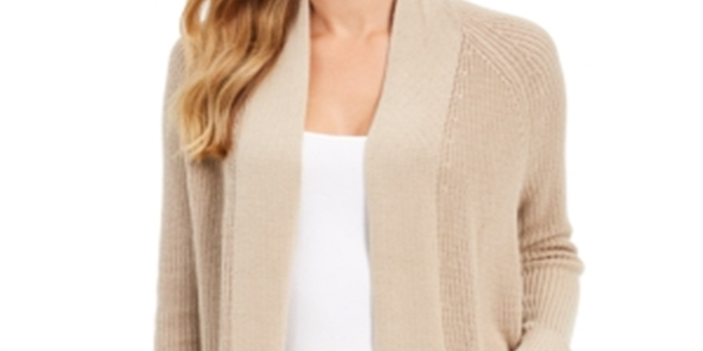 Cardigan feminino Charter Club com frente aberta, vintage, marrom-rosa, tamanho XS