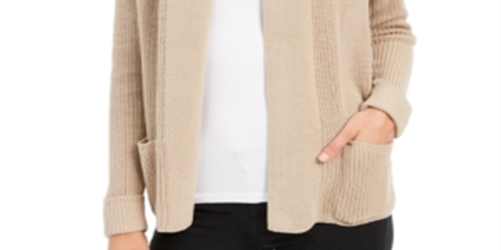 Cardigan feminino Charter Club com frente aberta, vintage, marrom-rosa, tamanho XS
