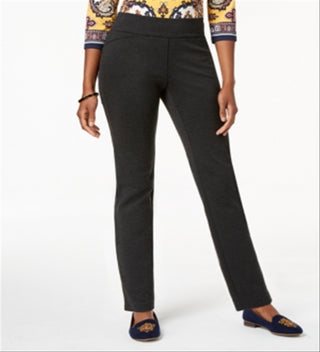 Calça feminina Charter Club Petite de malha mesclada, cinza, tamanho 14
