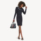 Vestido de coquetel TOMMY HILFIGER feminino com decote canoa acima do joelho, preto, tamanho GG