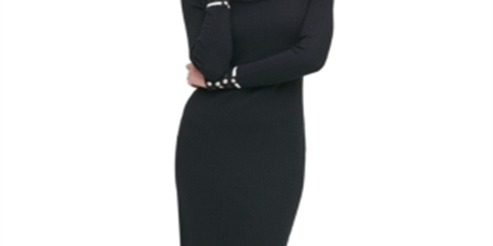 Vestido de coquetel TOMMY HILFIGER feminino com decote canoa acima do joelho, preto, tamanho GG