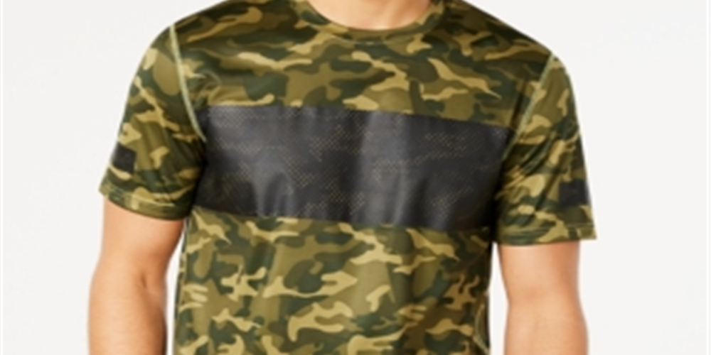Camiseta masculina com estampa camuflada e blocos de cores ID Ideology, verde, tamanho 3XL
