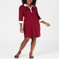 Karen Scott Petite Contrast-Trim Cotton Sh Merlot Feminino Tamanho PM