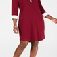 Karen Scott Petite Contrast-Trim Cotton Sh Merlot Feminino Tamanho PM