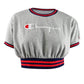Champion Feminino Vintage Wash Fleece Cropped Crew Peito Cheio Cinza Script Tamanho 2XL