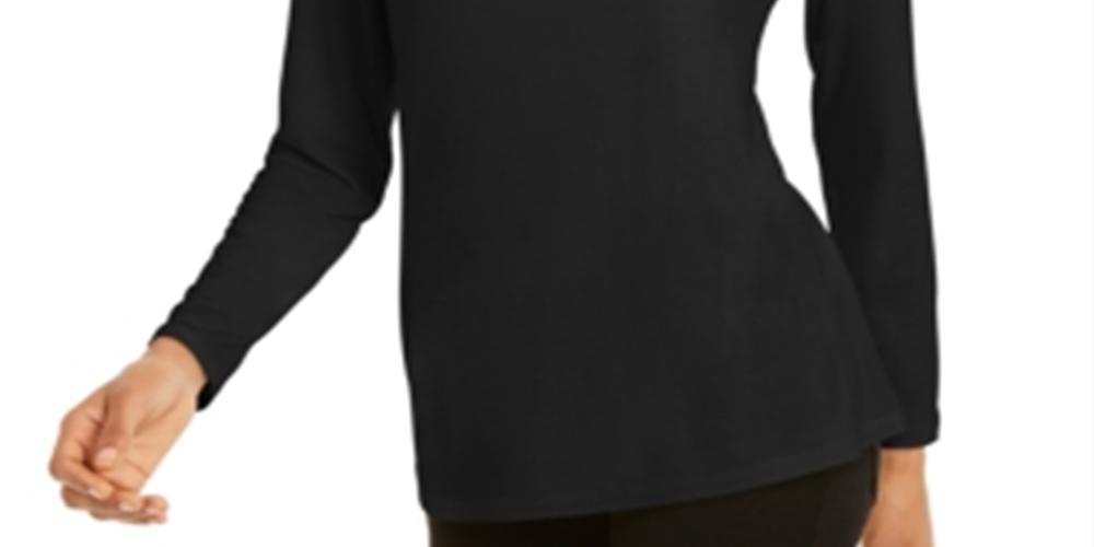 Blusa feminina Alfani com gola alta, preta, tamanho médio