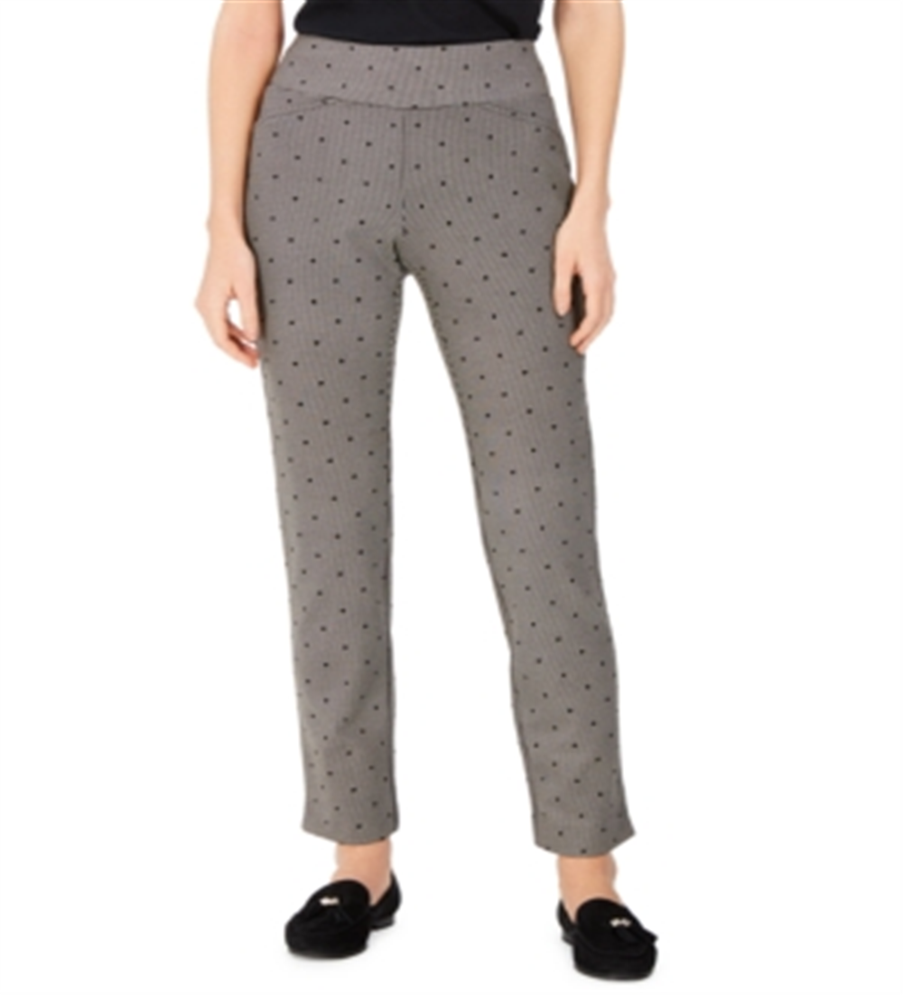 Calça feminina Charter Club Petite estampada, preta, tamanho 8P