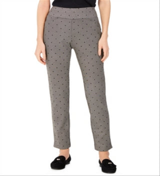 Calça feminina Charter Club Petite estampada, preta, tamanho 8P