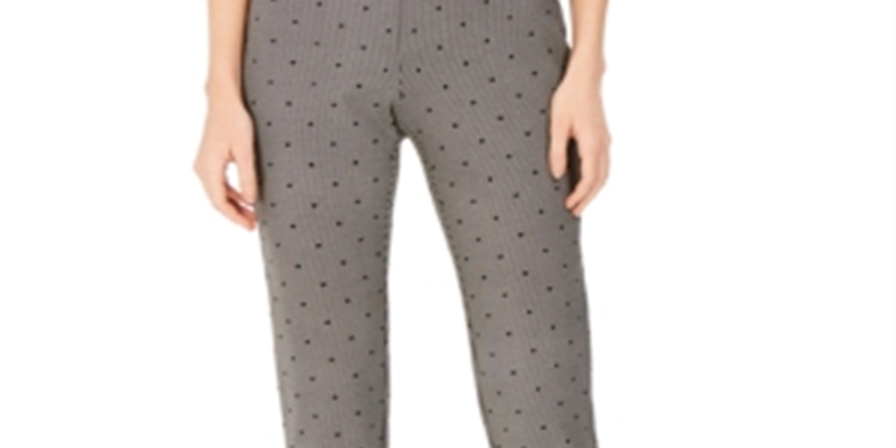 Calça feminina Charter Club Petite estampada, preta, tamanho 8P