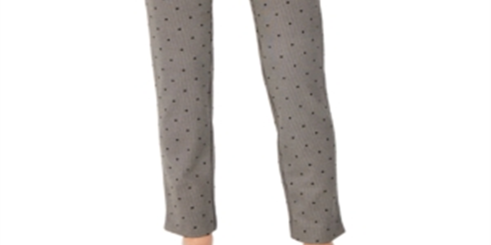 Calça feminina Charter Club Petite estampada, preta, tamanho 8P