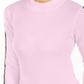 Camiseta Calvin Klein Feminina Performance Logo Listrada Gola Mock Rosa Tamanho XS