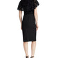 Vestido de festa longo com decote em V e manga curta floral Ralph Lauren feminino, tamanho 12, preto