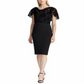 Vestido de festa longo com decote em V e manga curta floral Ralph Lauren feminino, tamanho 12, preto