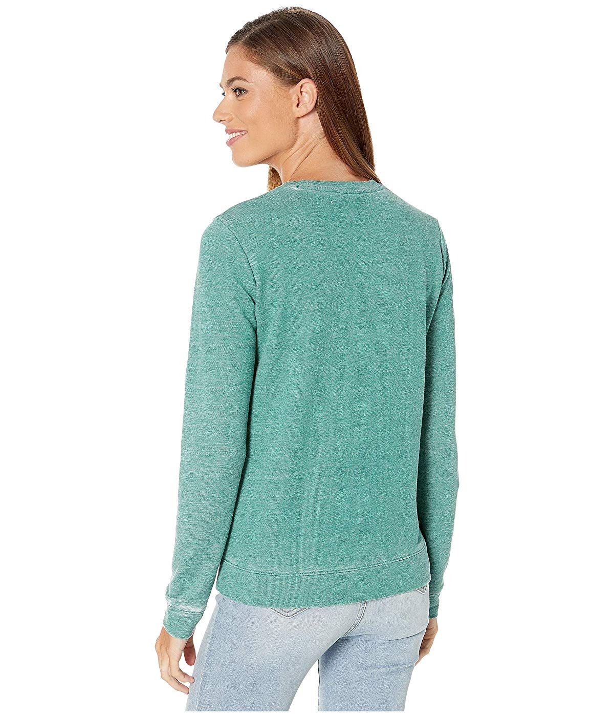 Lucky Brand Moletom feminino bordado floral de poliéster e algodão, verde, tamanho pequeno