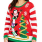 Suéter feminino Planet Gold Trendy Plus com enfeites de pinguins para festas, vermelho, tamanho 2X
