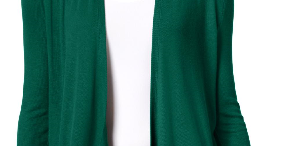 Cardigan feminino com frente aberta e nervuras INC, verde, tamanho grande