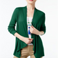 Cardigan feminino com frente aberta e nervuras INC, verde, tamanho grande