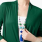 Cardigan feminino com frente aberta e nervuras INC, verde, tamanho grande