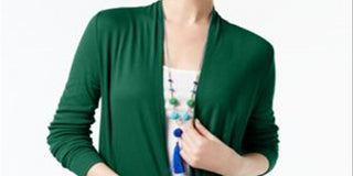 Cardigan feminino com frente aberta e nervuras INC, verde, tamanho grande
