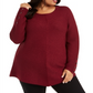 Alfani Suéter túnica feminino plus size em malha canelada metálica Malbec Lurex vermelho tamanho 2X