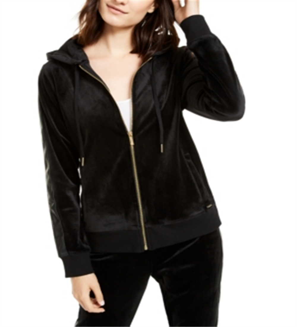 Jaqueta Calvin Klein Feminina Velour com Zíper e Moletom Preto Tamanho XS
