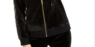 Jaqueta Calvin Klein Feminina Velour com Zíper e Moletom Preto Tamanho XS