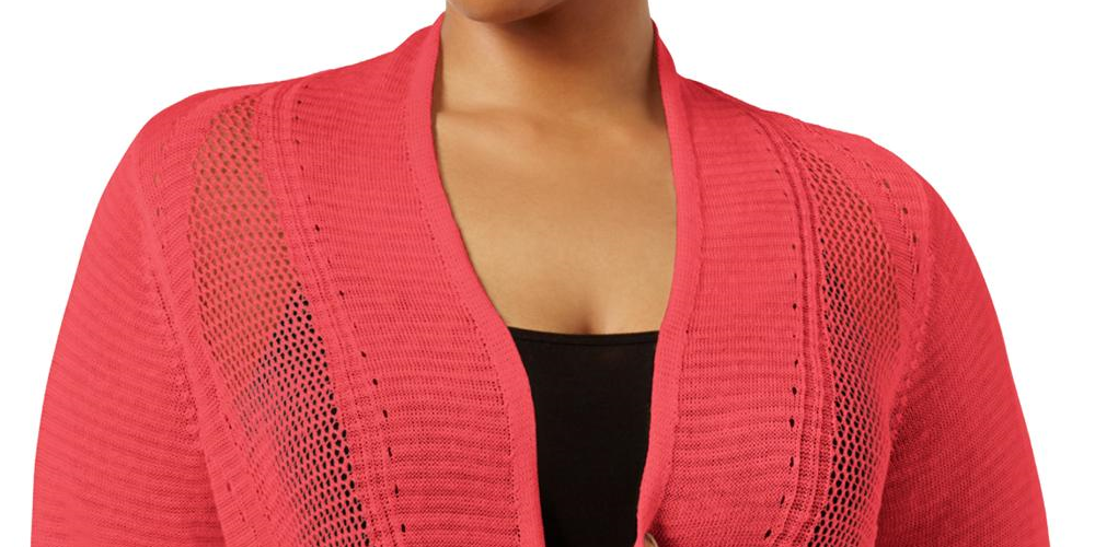 Cardigan feminino plus size Alfani Novelty Stitch vermelho tamanho 3X