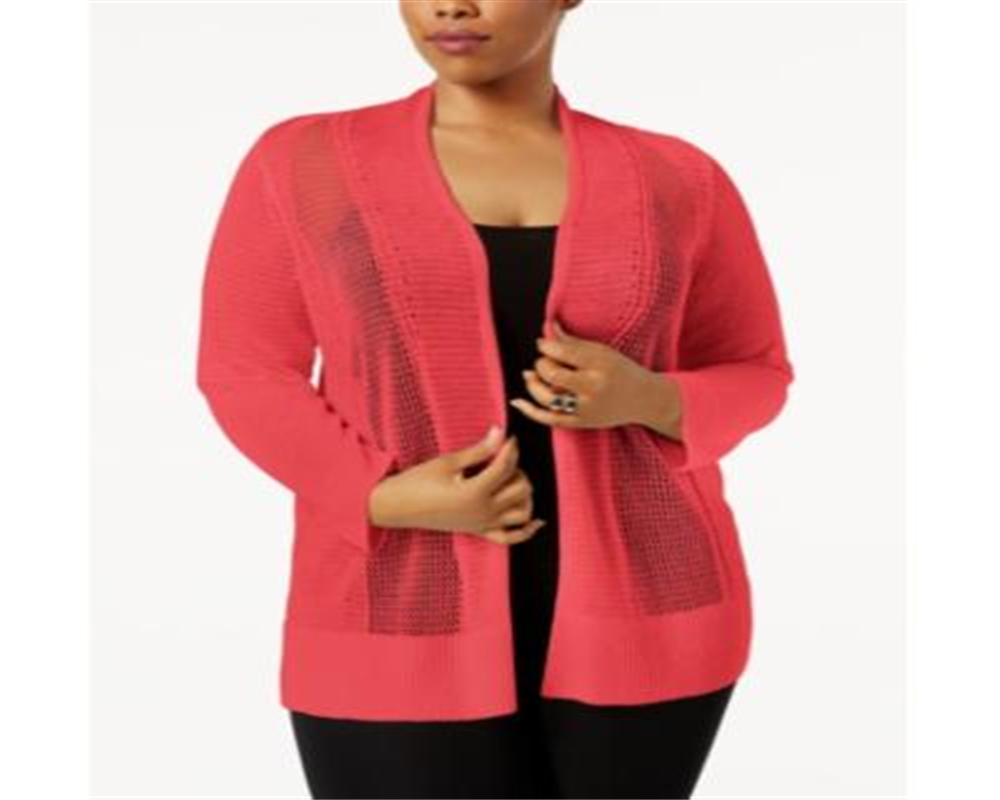 Cardigan feminino plus size Alfani Novelty Stitch vermelho tamanho 3X