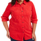 Camisa feminina de veludo cotelê de algodão plus size Charter Club, vermelha deslumbrante, tamanho 0X