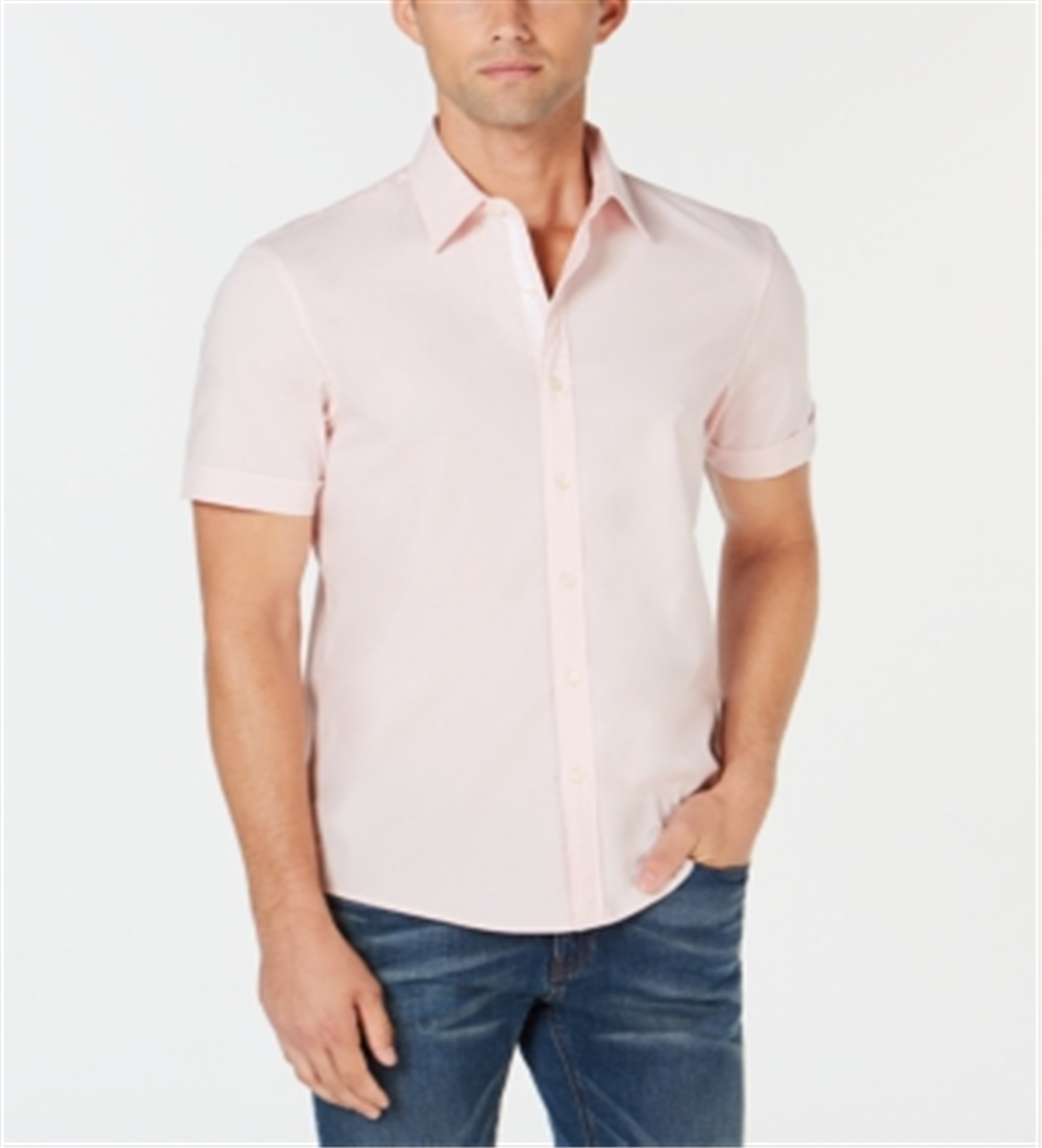 Camisa elástica sólida masculina Michael Kors rosa tamanho GG