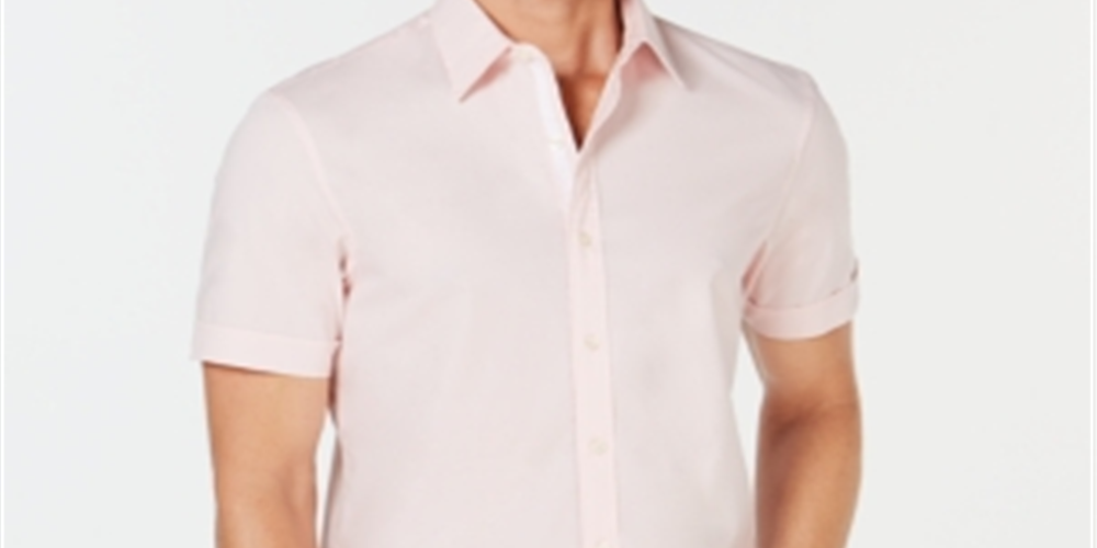 Camisa elástica sólida masculina Michael Kors rosa tamanho GG