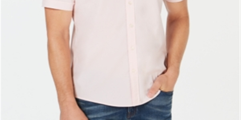 Camisa elástica sólida masculina Michael Kors rosa tamanho GG