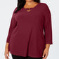 Blusa Alfani Feminina Plus Hi-Low Keyhole Vermelha Tamanho 3X