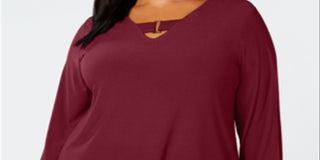 Blusa Alfani Feminina Plus Hi-Low Keyhole Vermelha Tamanho 3X