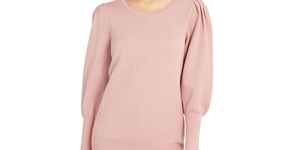 Suéter feminino Alfani com manga bufante rosa tamanho 2XL