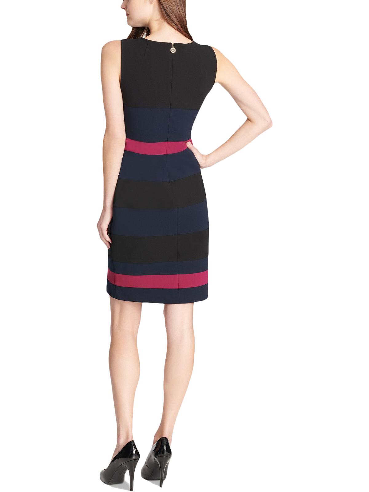 Vestido justo feminino Tommy Hilfiger Petite Scuba Crepe Colorblock, preto, tamanho 2 P