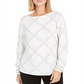 Blusa de malha xadrez feminina Charter Club, branca, tamanho XS