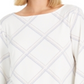 Blusa de malha xadrez feminina Charter Club, branca, tamanho XS