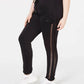 Calça jogger feminina Lala Anthony plus size listrada em malha preta tamanho 2X