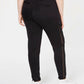 Calça jogger feminina Lala Anthony plus size listrada em malha preta tamanho 2X