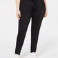 Calça jogger feminina Lala Anthony plus size listrada em malha preta tamanho 2X