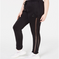 Calça jogger feminina Lala Anthony plus size listrada em malha preta tamanho 2X