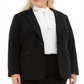 Blazer feminino plus size da moda Bar III com um botão, preto, tamanho 24W