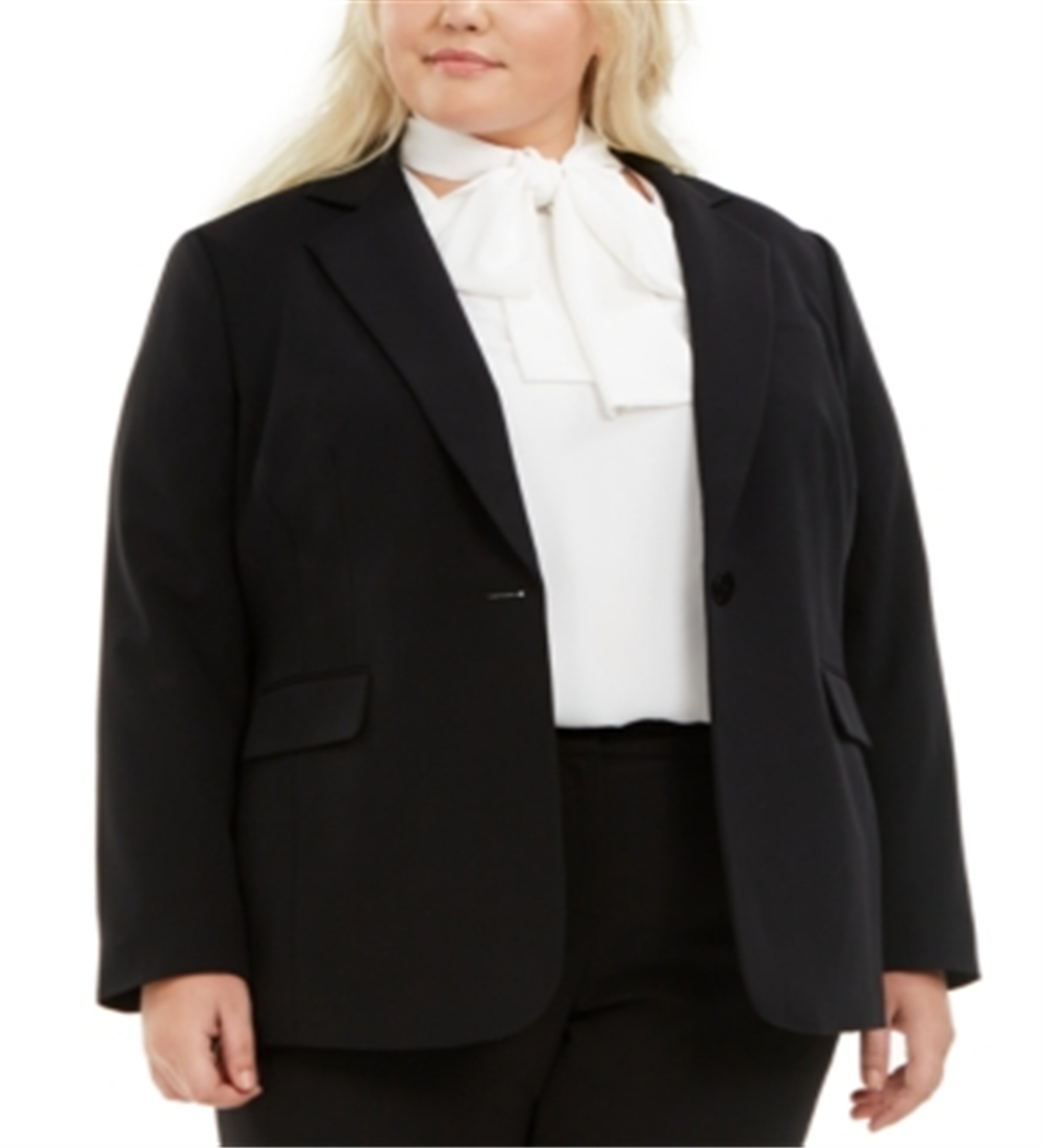 Blazer feminino plus size da moda Bar III com um botão, preto, tamanho 24W