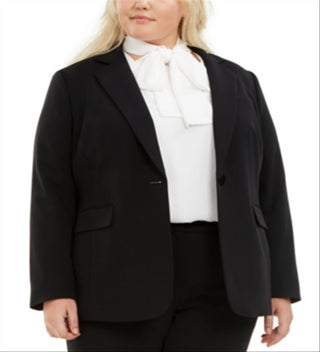 Blazer feminino plus size da moda Bar III com um botão, preto, tamanho 24W
