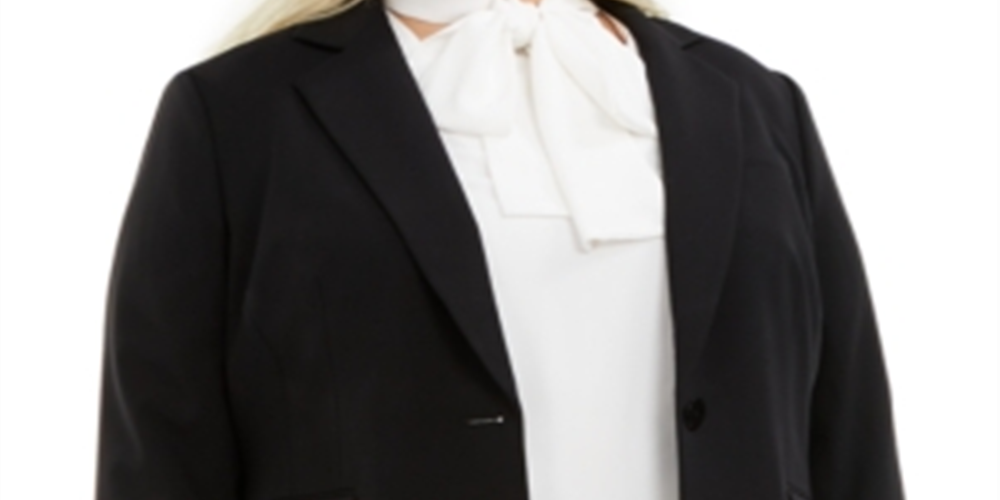Blazer feminino plus size da moda Bar III com um botão, preto, tamanho 24W