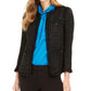 Blazer feminino Anne Klein com acabamento metálico e babados, preto, tamanho 12