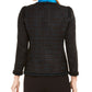 Blazer feminino Anne Klein com acabamento metálico e babados, preto, tamanho 12