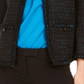 Blazer feminino Anne Klein com acabamento metálico e babados, preto, tamanho 12